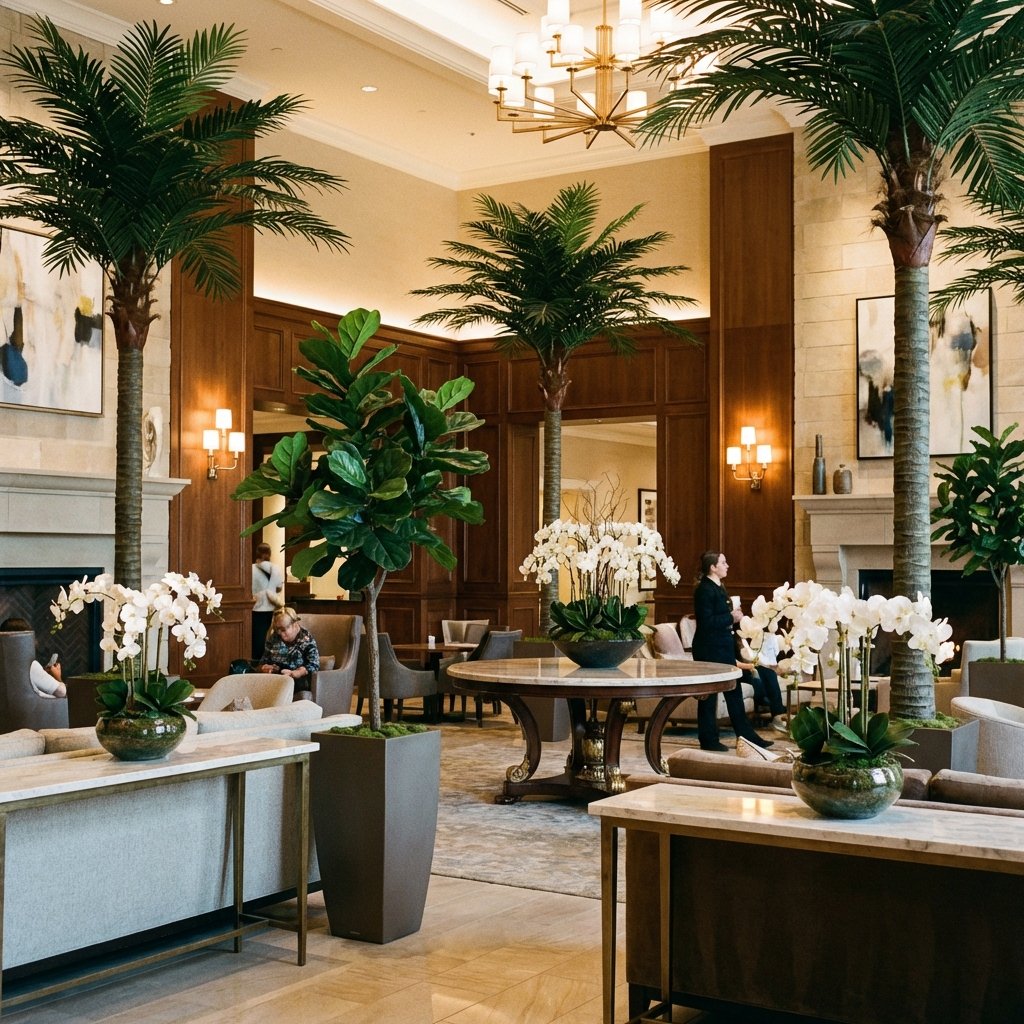 İstanbul 5 yıldızlı otel lobisinde yapay palmiye ve dikey bahçe uygulaması